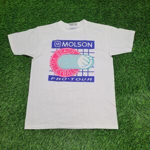 Vintage 90s Beach Volleyball Shirt Womens L/XL 20x26 White